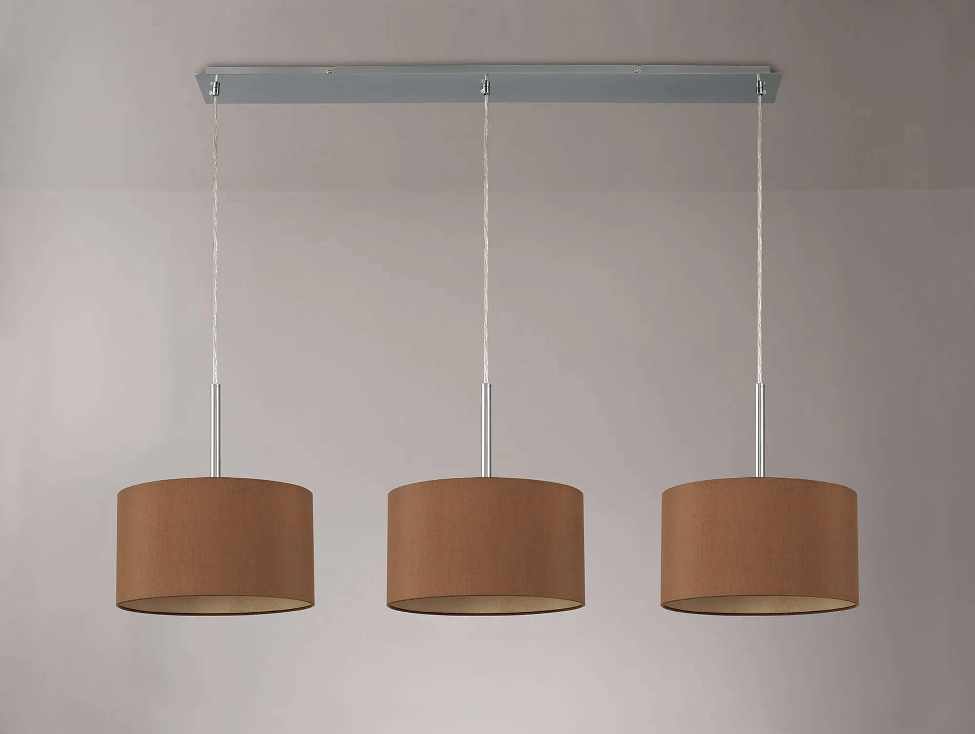 Baymont 30cm Shade 3 Light Pendant Polished Chrome, Raw Cocoa/Grecian Bronze DK0556  Deco Baymont CH RC
